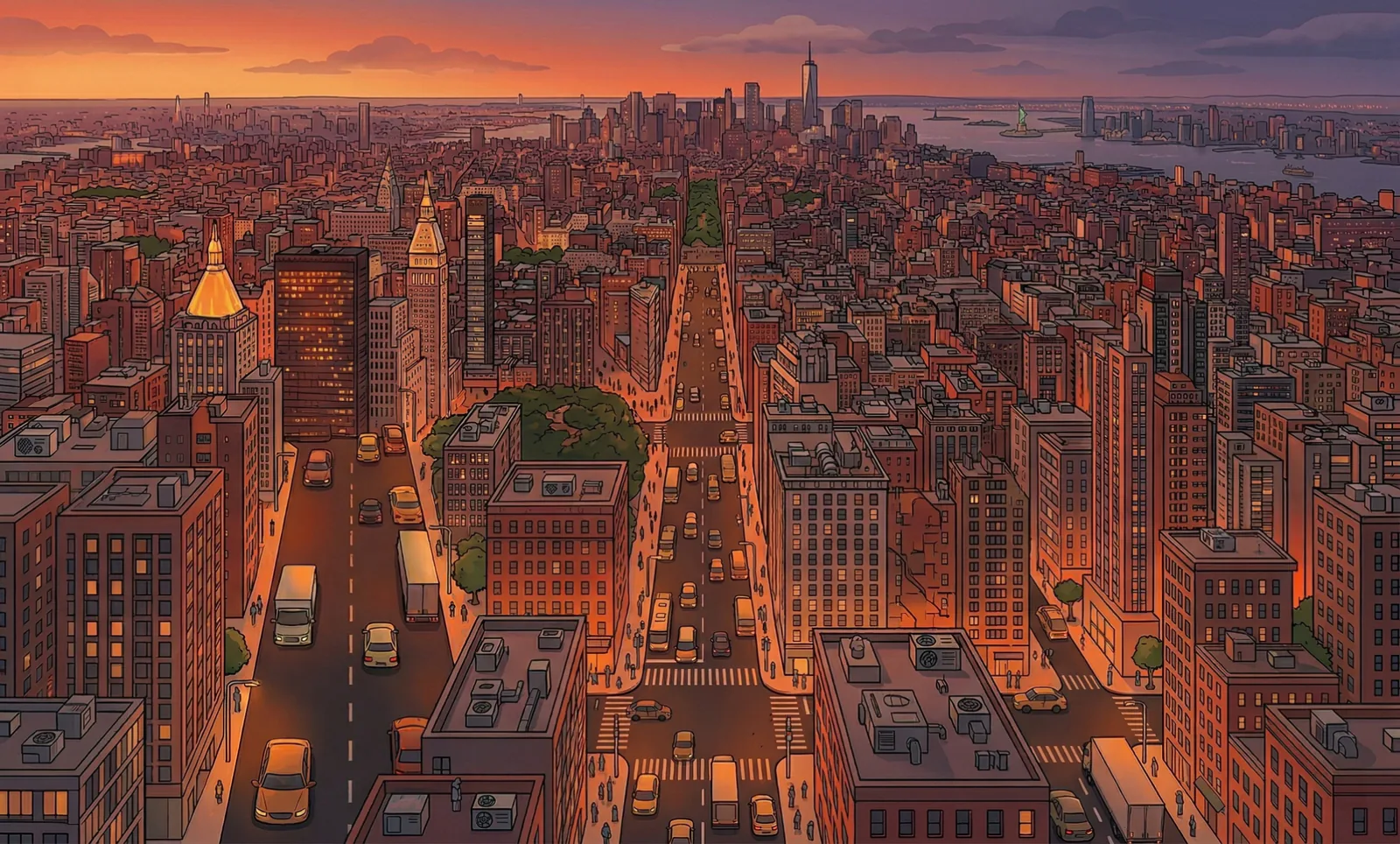 Illustration für: Warum fühlen sich Städte wärmer an als das Land?